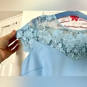 Bronx and Banco | Dresses | Bronx Banco Powder Blue Lace Dress Flamenco  Midi Sky Medium And 6 Cap Sleeves | Poshmark